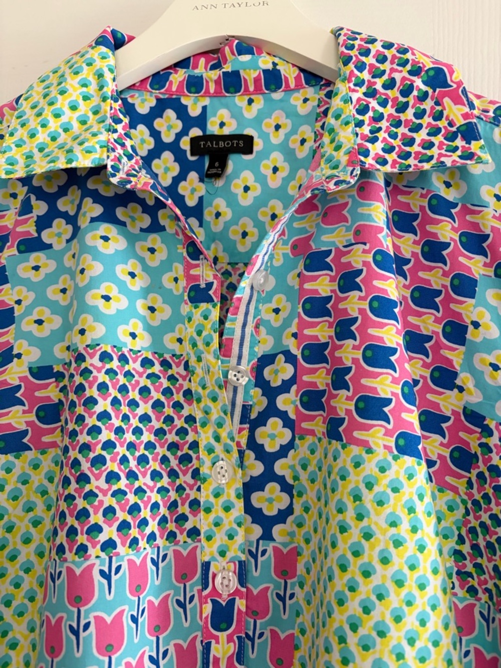 Talbots ISLAND PATCHWORK BELTED SHIRTDRESS - Picture 9 of 10